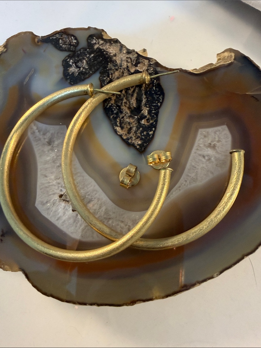 Sheila Fajl Matte Gold Textured Hoop Earrings - Women's Classic Hoops Guc 2” +